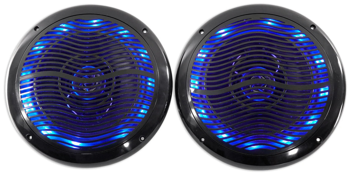 Black 6.5 Marine Speakers with Multi Color LED C4076