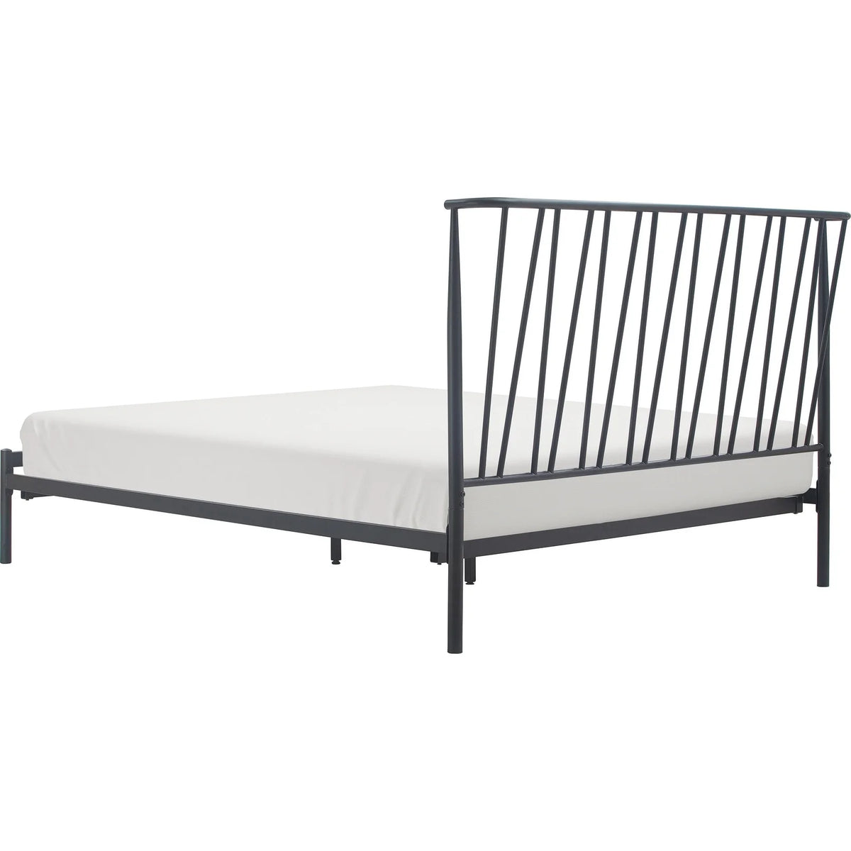 Black Queen Modern Bedframe with Curved Metal Headboard V2040