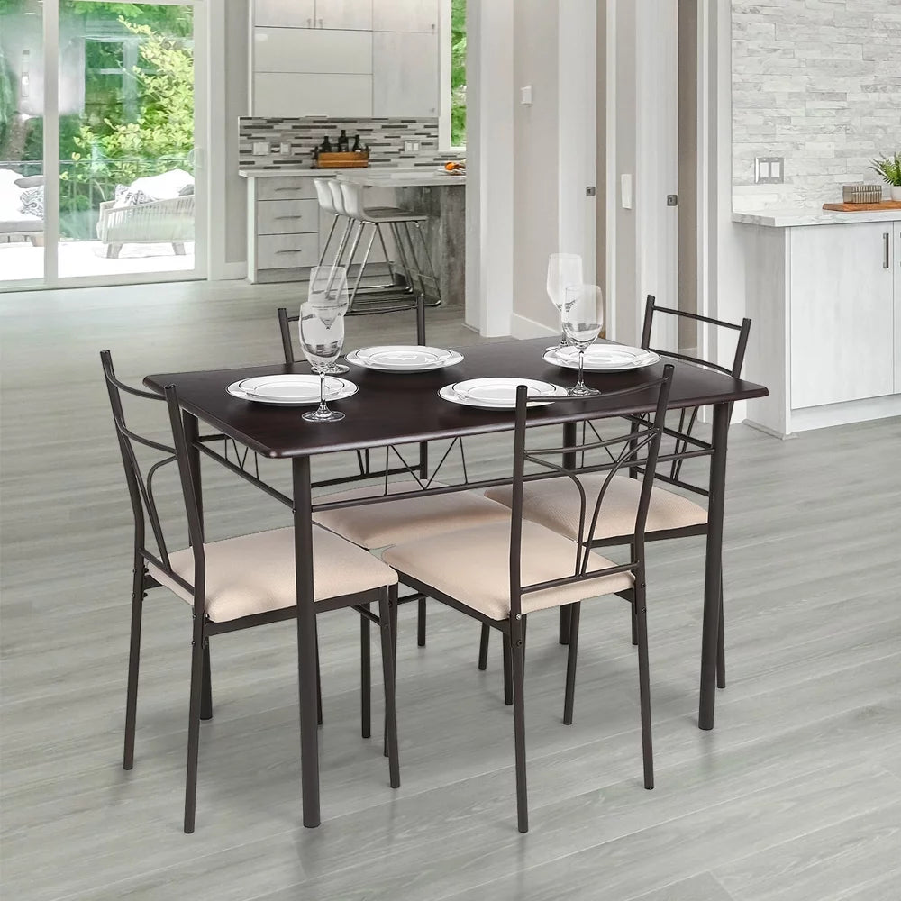 5-Piece Wood & Metal Dining Set M517