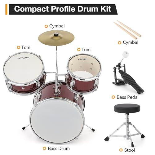 Black 3-Piece Drum Set with Stool H99349