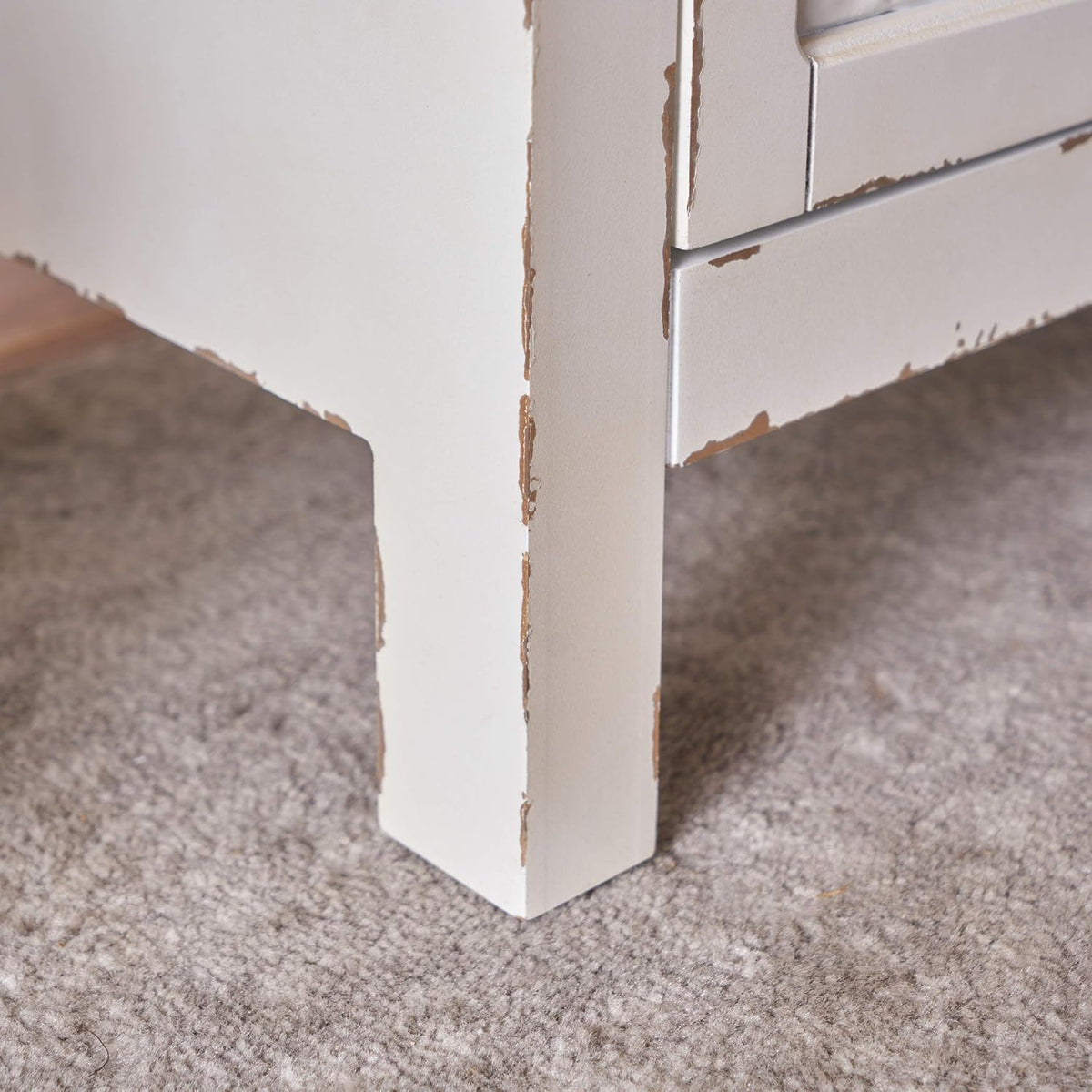 Distressed White Brown Firwood Cabinet V984