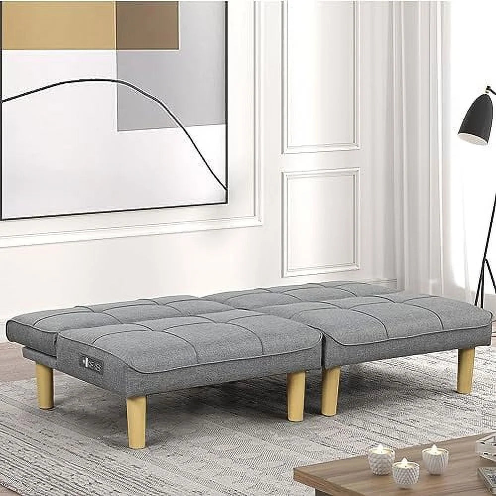 Convertible 2 Seater Futon Sofa with USB Port Y513