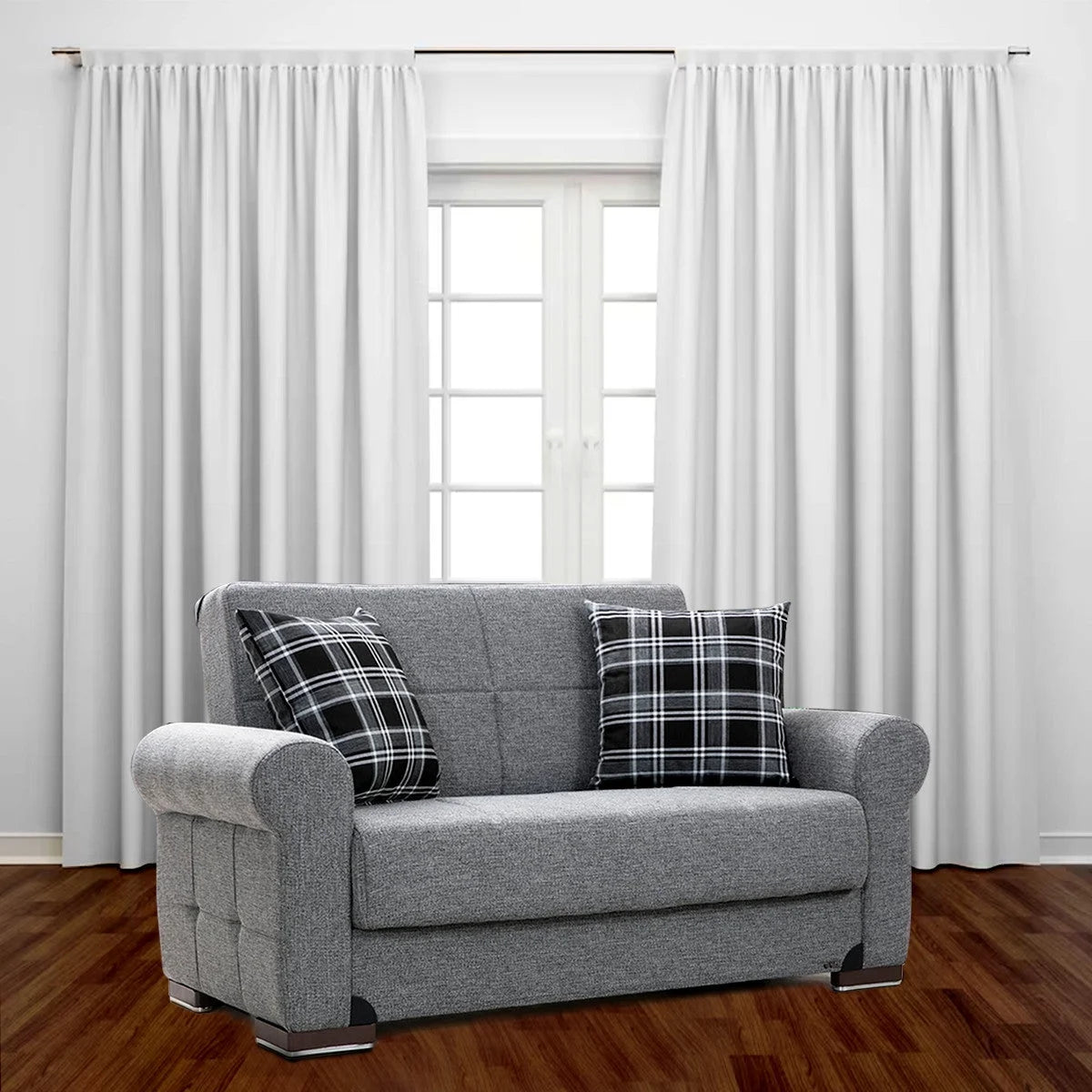 Gray Fabric Loveseat H4189