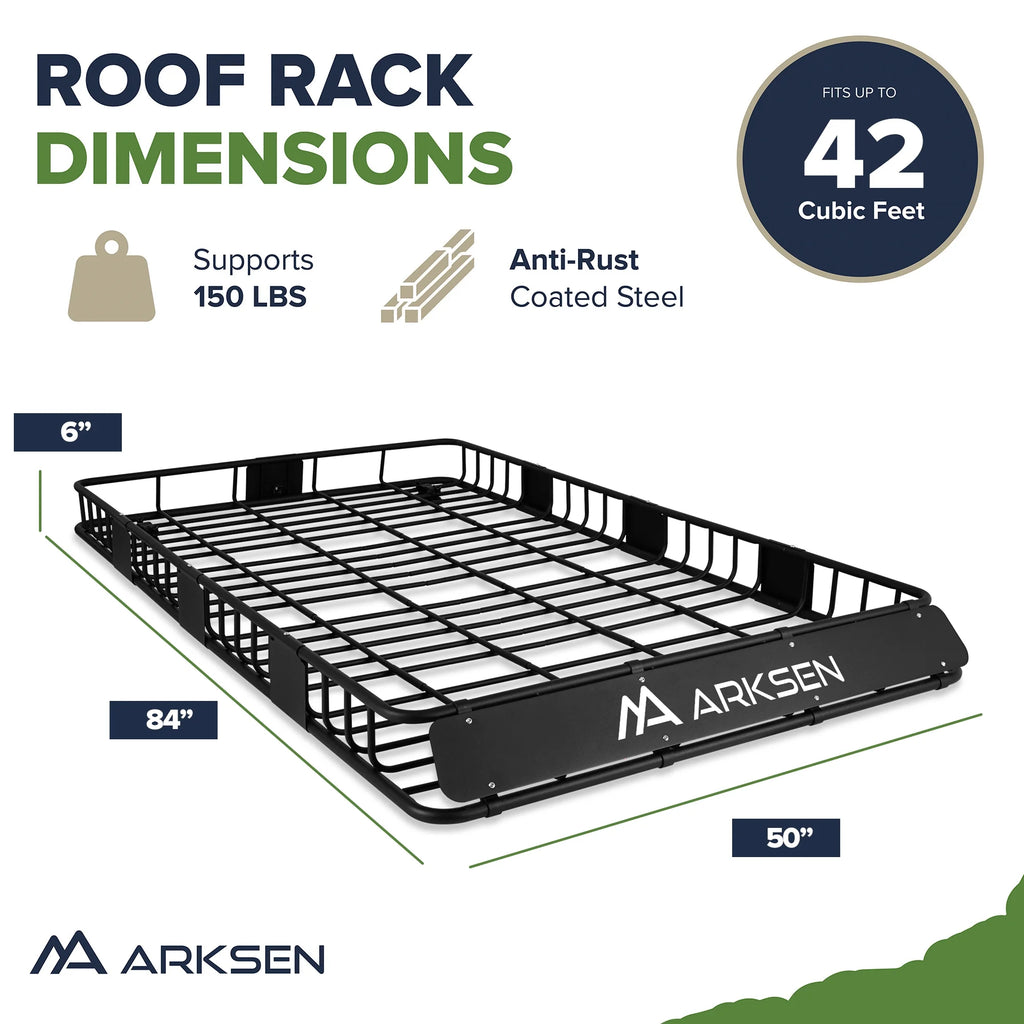 84" x 50" x 6" Black Heavy Duty Roof Rack Cargo Basket M7252