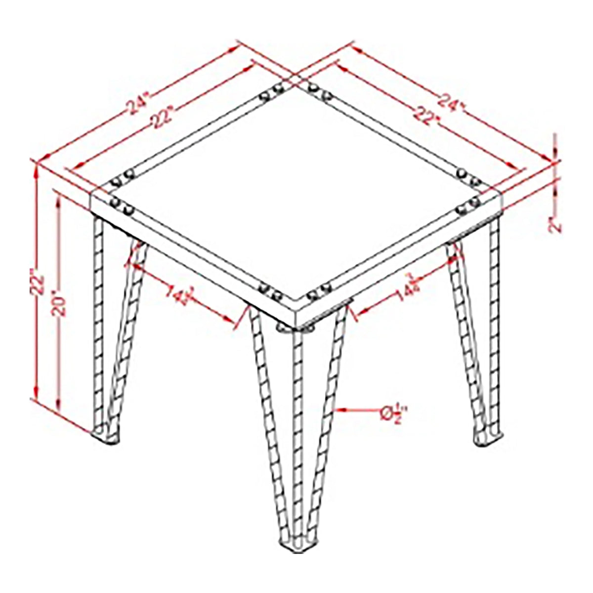 Black Metal Square End Table N557