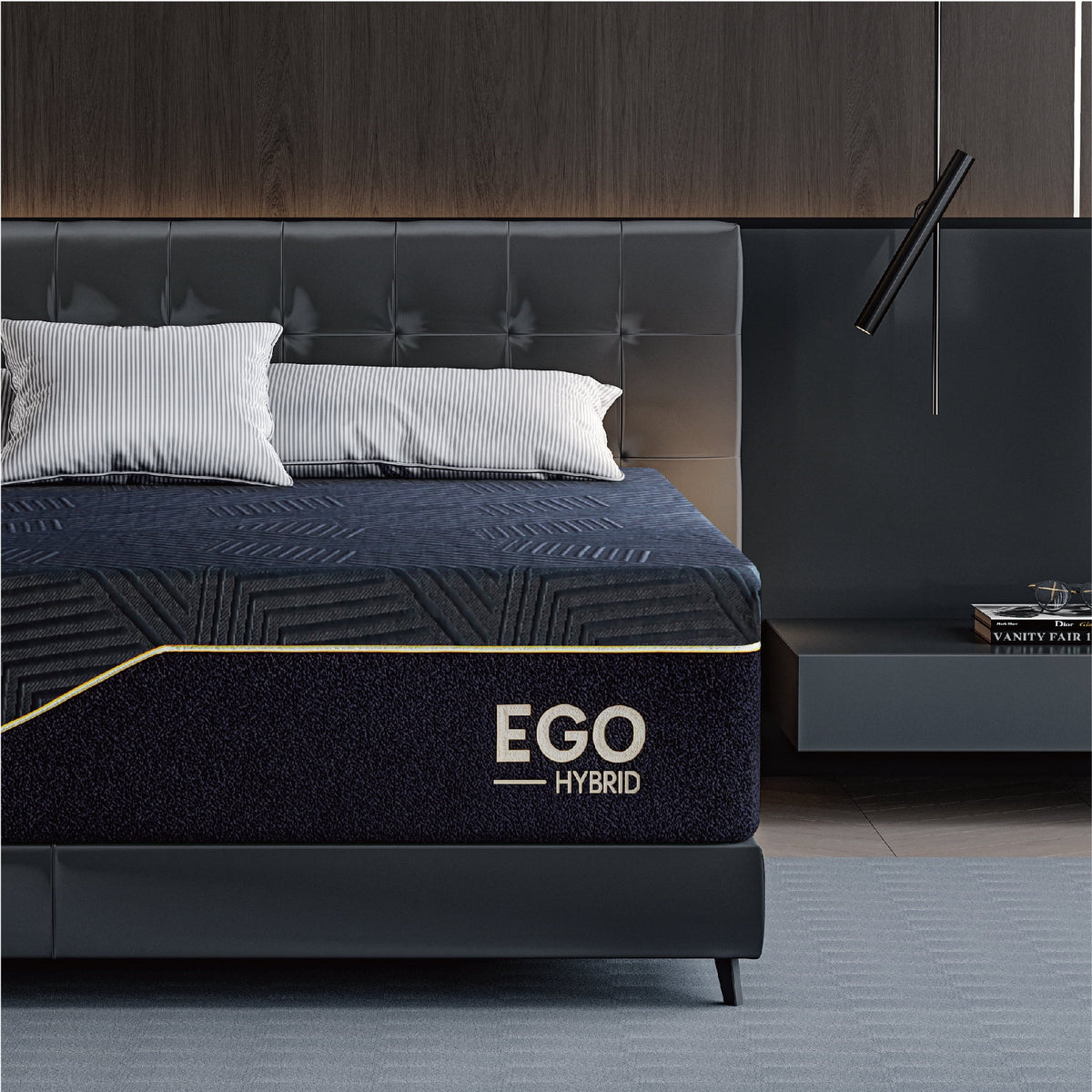 Black 14 inch King Size Hybrid Memory Foam Mattress W324665