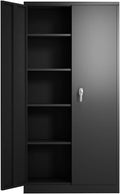 Black Metal Locking Storage Cabinet with 2 Doors and 2 Adjustable Shelves Y844484