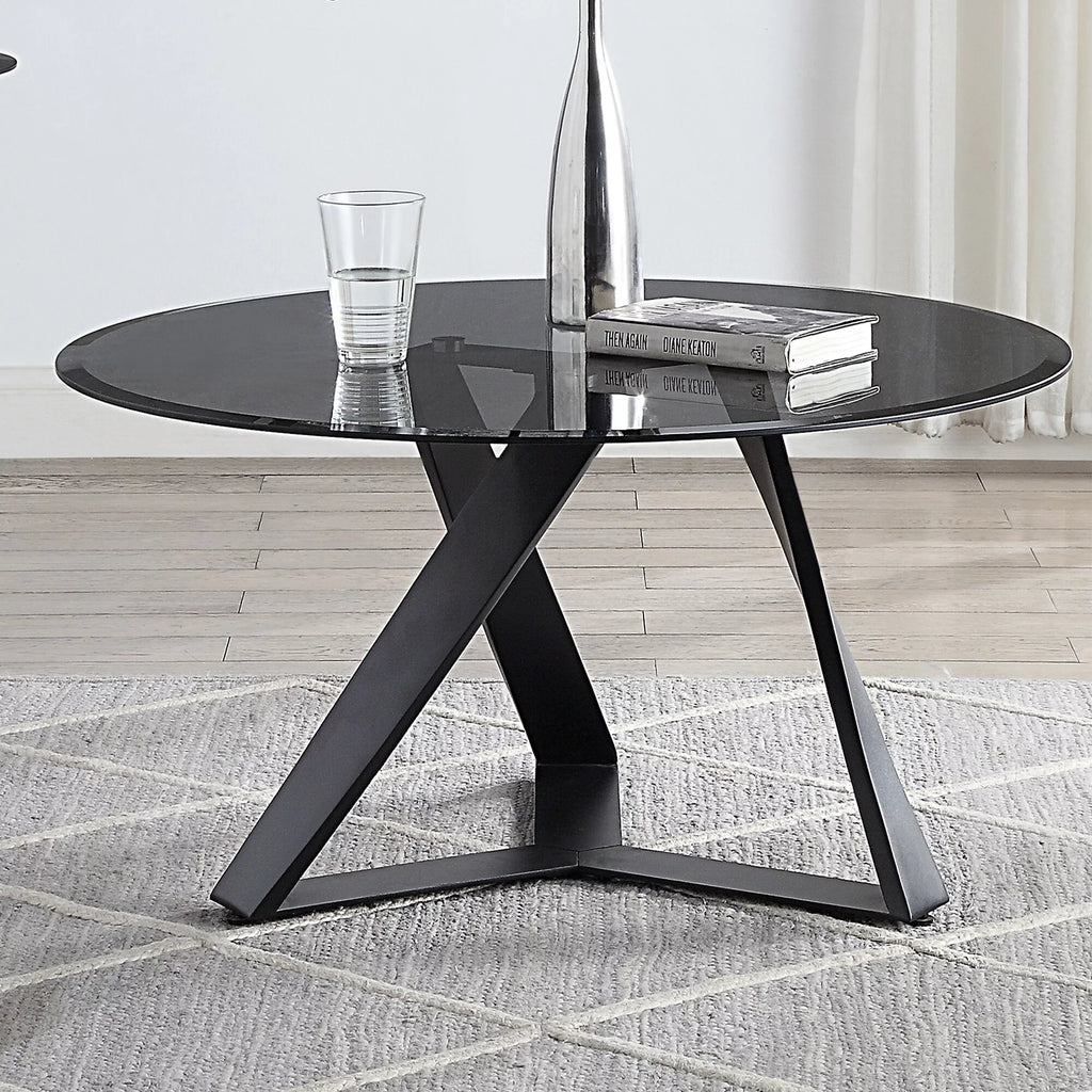 Grey 2-Piece Glass Top Coffee Table Set G26451