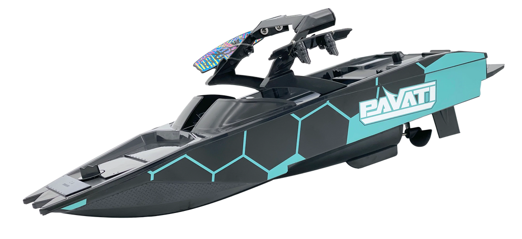 1:18 Electric Blue and Black Remote Control Wakeboard Boat A83615
