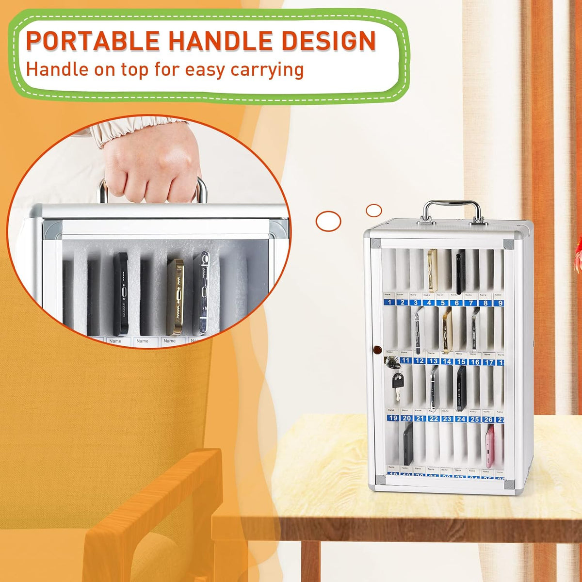 Aluminum Alloy 36 Slots Cell Phones Storage Cabinet O62262