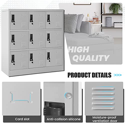 9 Door Black Steel Storage Locker with Lock I988584