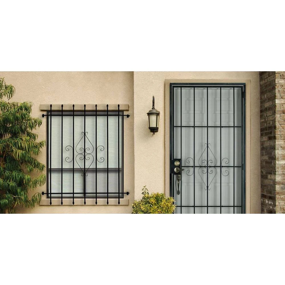 32 in. x 80 in. Black Outswing Steel Security Door with Expanded Metal Screen S6071