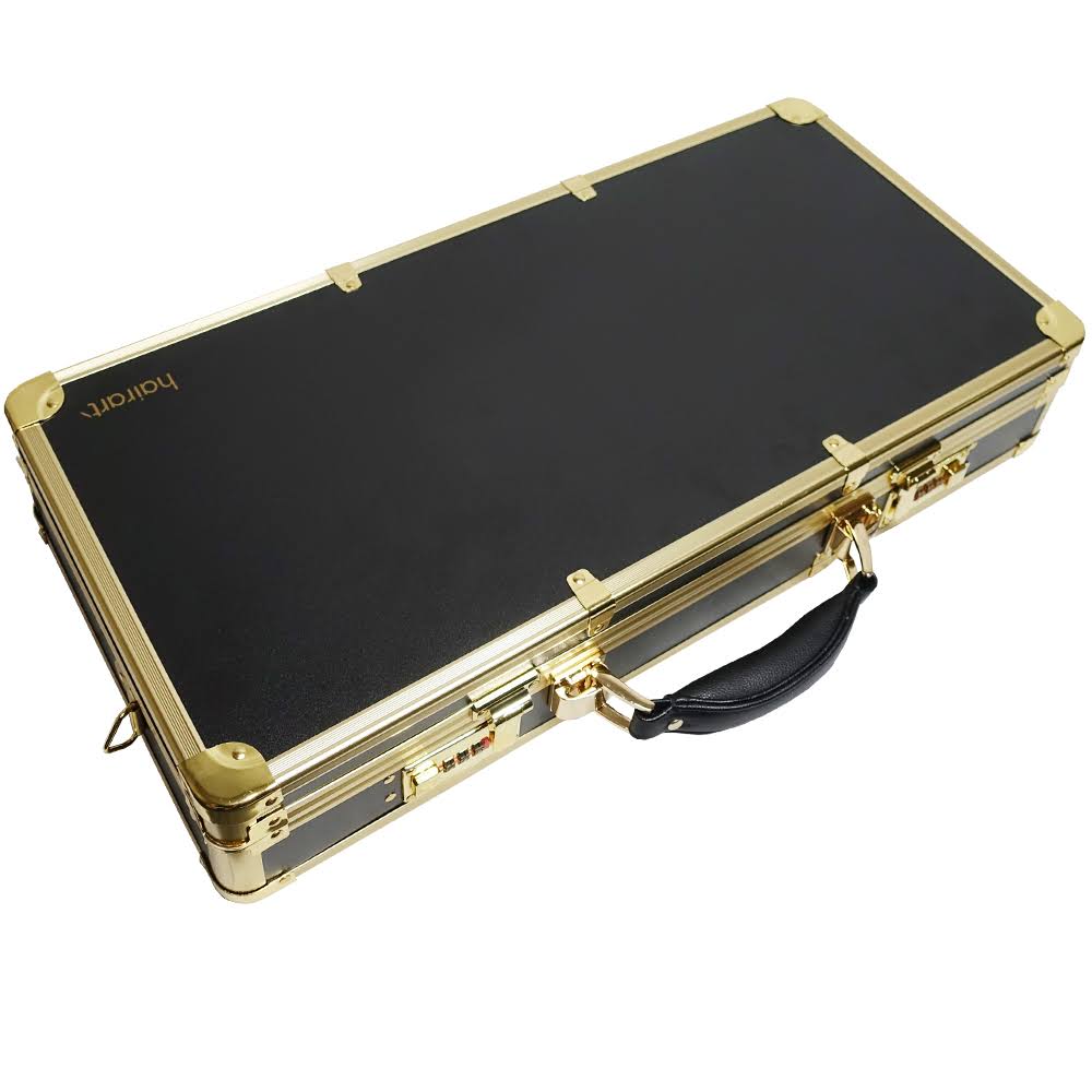 Black/Gold Frame Barber Case with Lock O96097