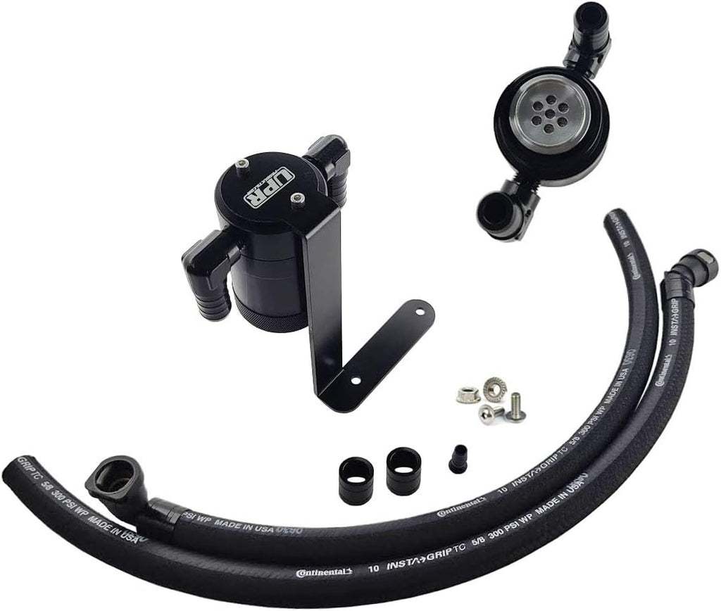 F150 Oil Catch Can Black Aluminum Fittings Braided Hose Kit O373436