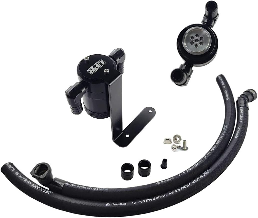 F150 Oil Catch Can Black Aluminum Fittings Braided Hose Kit O373436