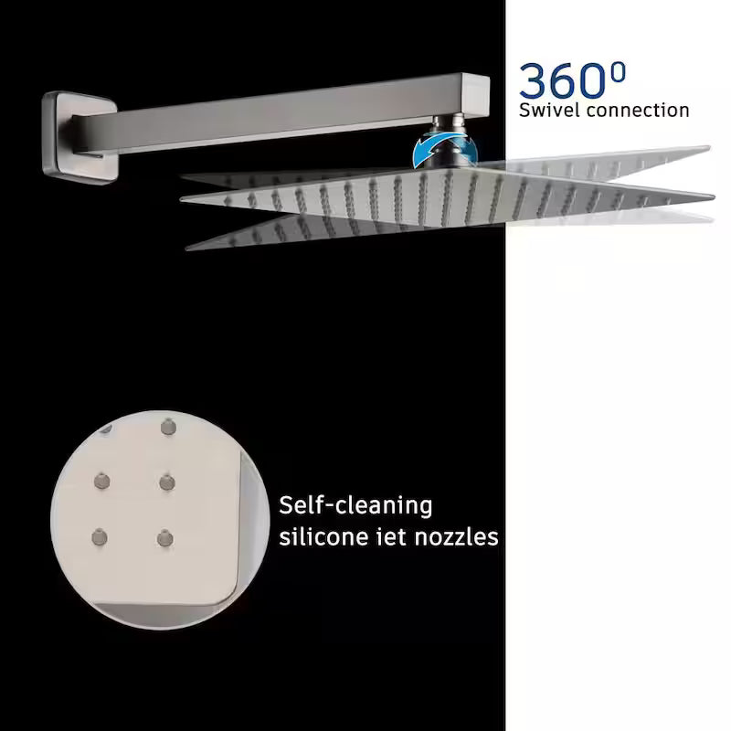 10 in. Wall Mount Dual Shower Heads with Hand Shower Faucet, Brushed Nickel W34449