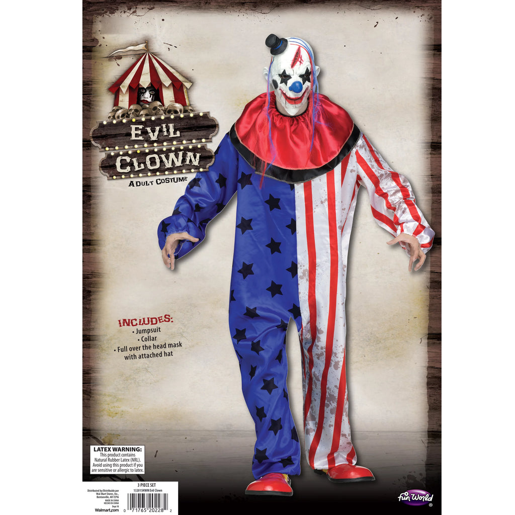Multi-Color Adult Scary Clown Costume M17737
