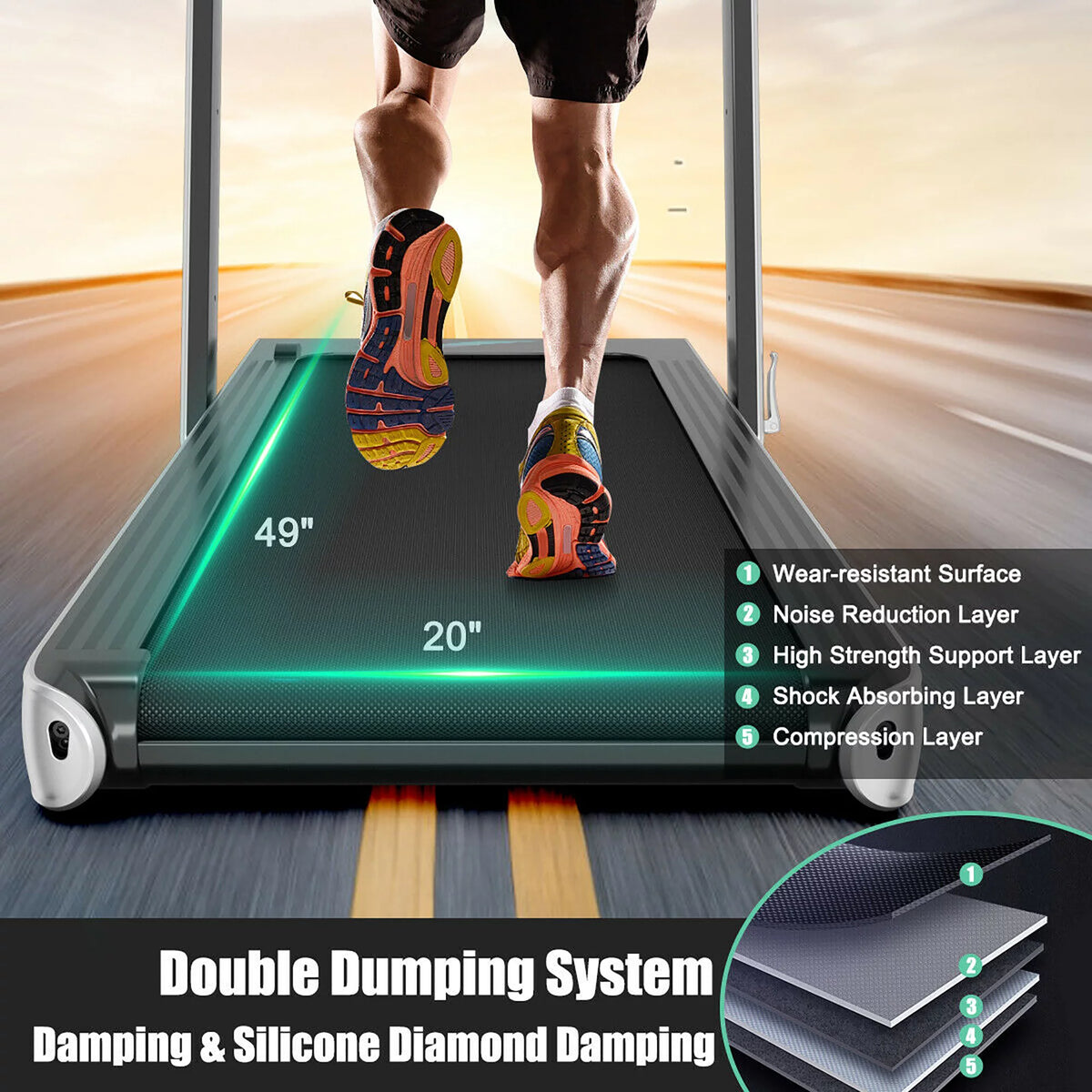 4.75HP 2 In 1 Folding Treadmill White Z79504