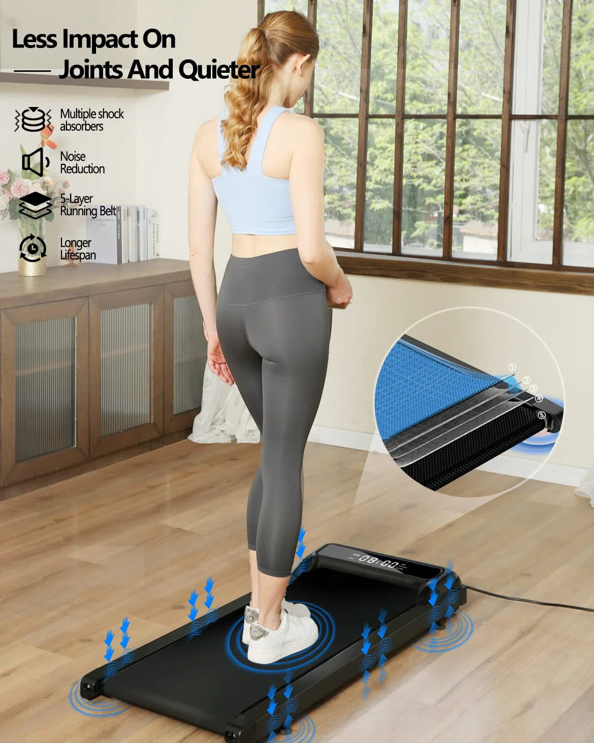 2 in 1 Under Desk Treadmill, 2.5HP Quiet Portable Treadmill, Black S883493