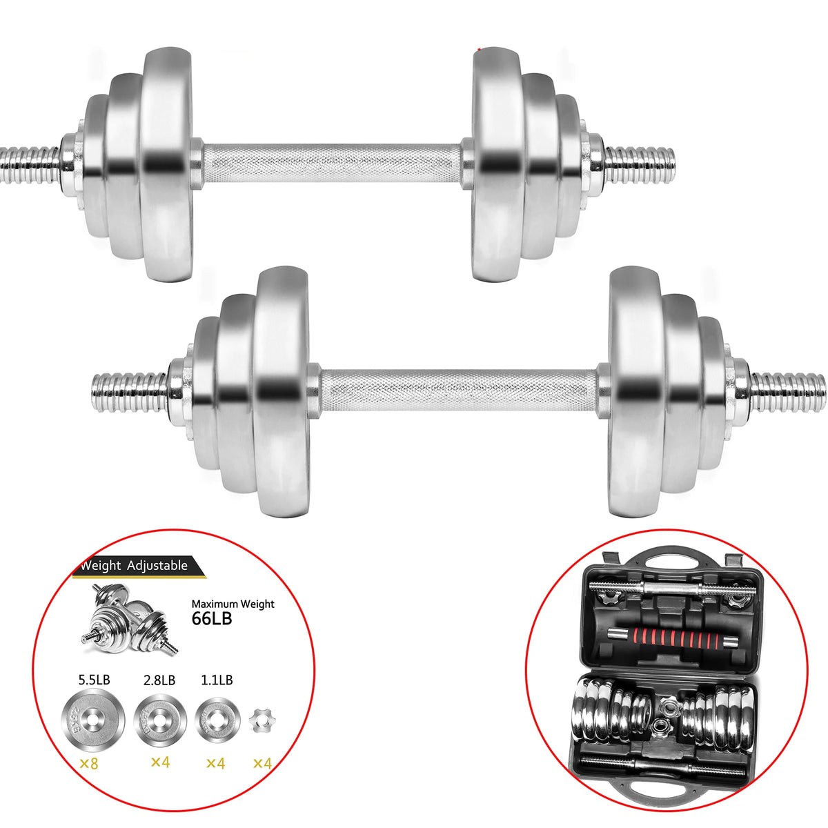 Electroplated Dumbbell Set 30KG S863