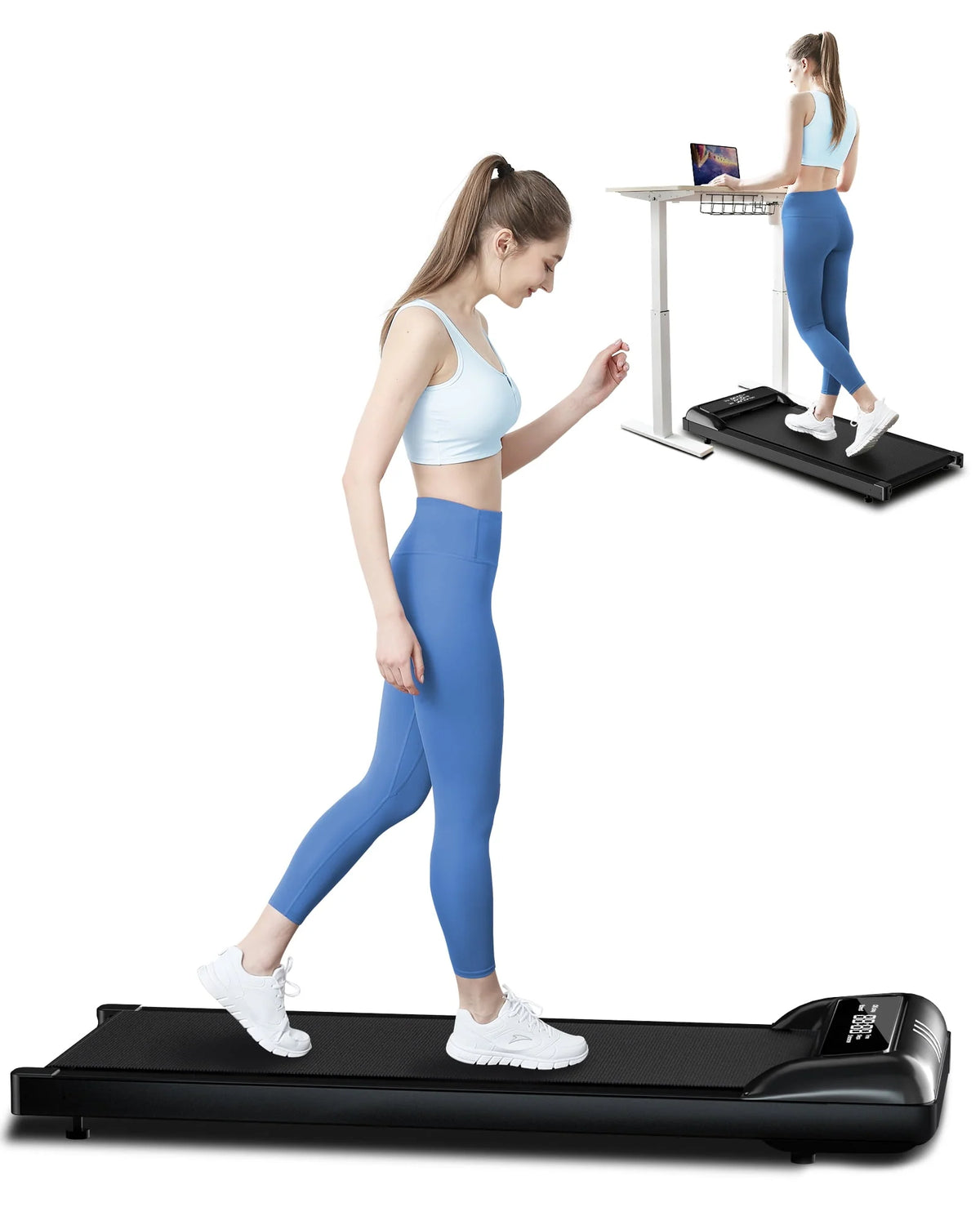 2 in 1 Under Desk Treadmill, 2.5HP Quiet Portable Treadmill, Black S883493