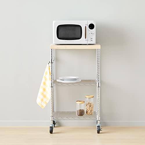Portable Kitchen 3-Tier Storage Rack on Caster Wheels with Adjustable Shelves S8019