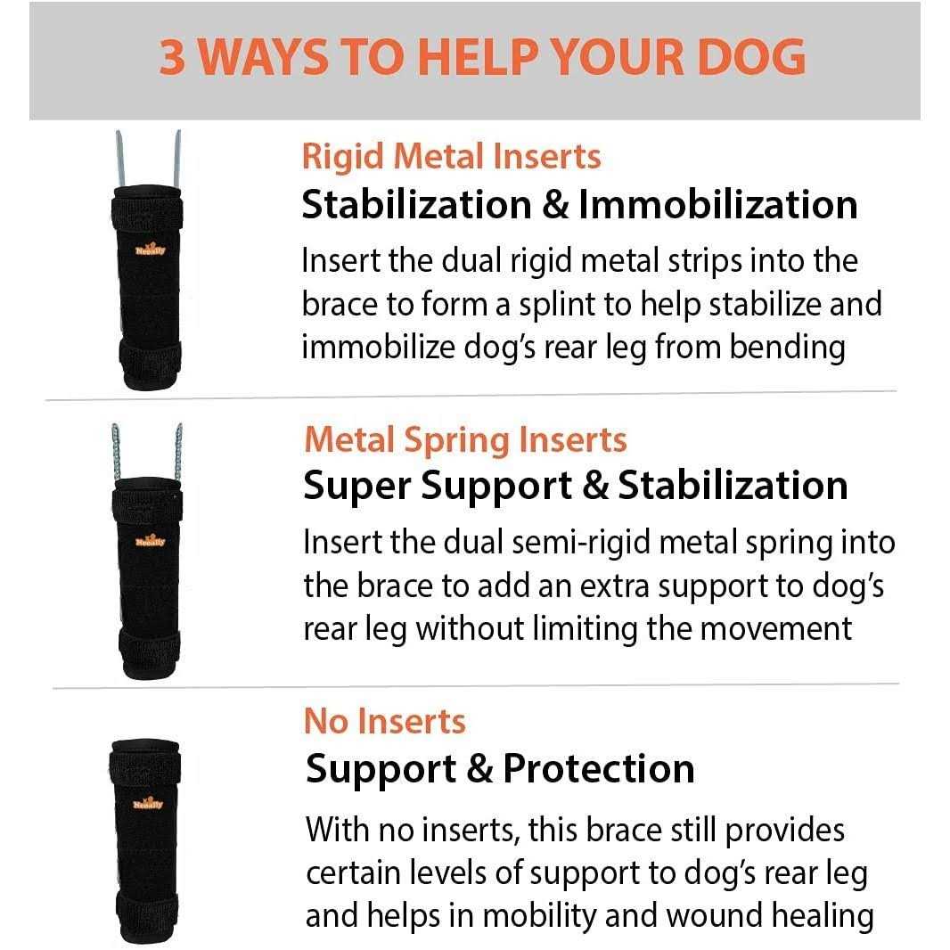3-in-1 Long Rear Leg Support Dog Splint Braces O3045