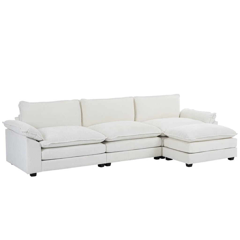 Dark Grey L Shaped Chenille Sectional Sofa with Ottoman A54691