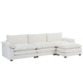 Dark Grey L Shaped Chenille Sectional Sofa with Ottoman A54691