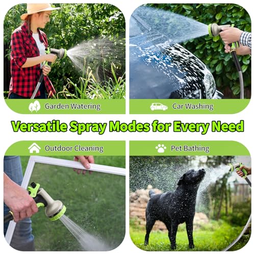 50FT Stainless Steel Heavy Duty Garden Hose with 10 Function Nozzle F222