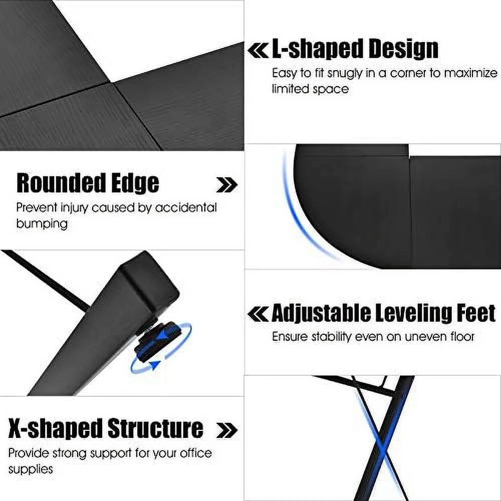 L-Shaped Corner Computer Desk with Round Corner G8654