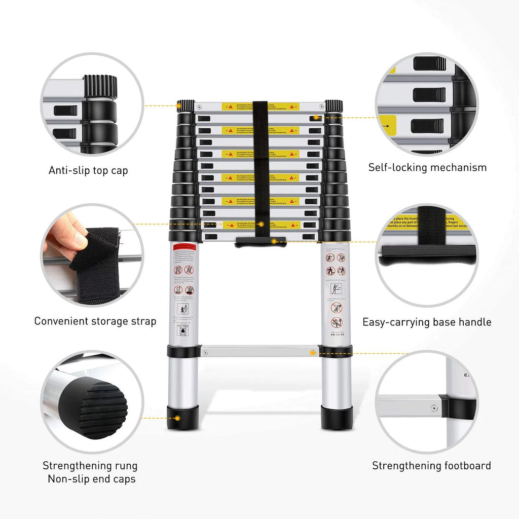 12.5ft Aluminum Telescoping Ladder 330 lb B217