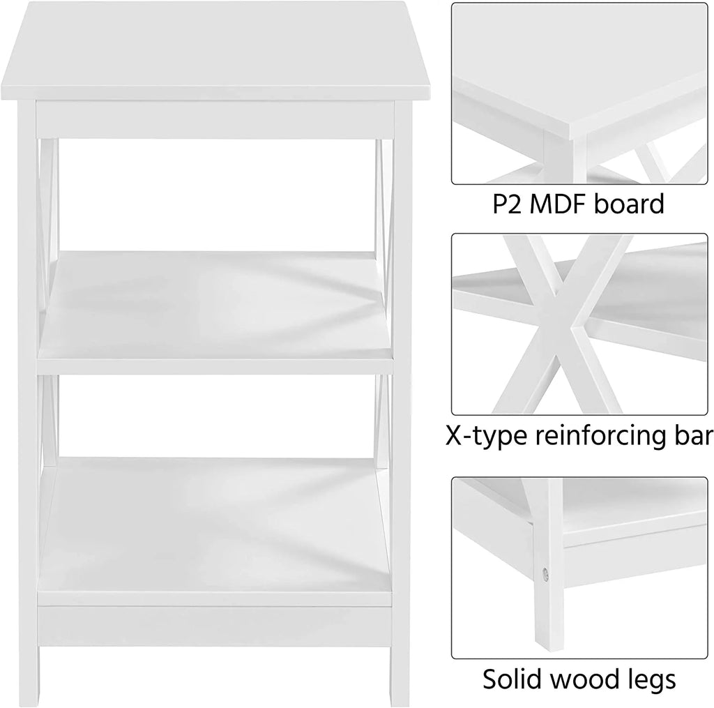 3-Tier Wooden Side End Tables with Solid Wood Legs J880243