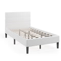 Twin Upholstered Bed Frame Button Tufted Headboard Beige V77374