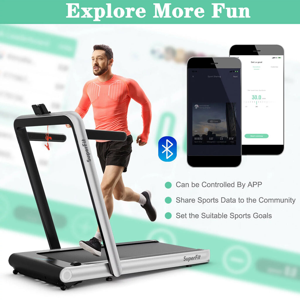 4.75HP 2 In 1 Folding Treadmill White Z79504