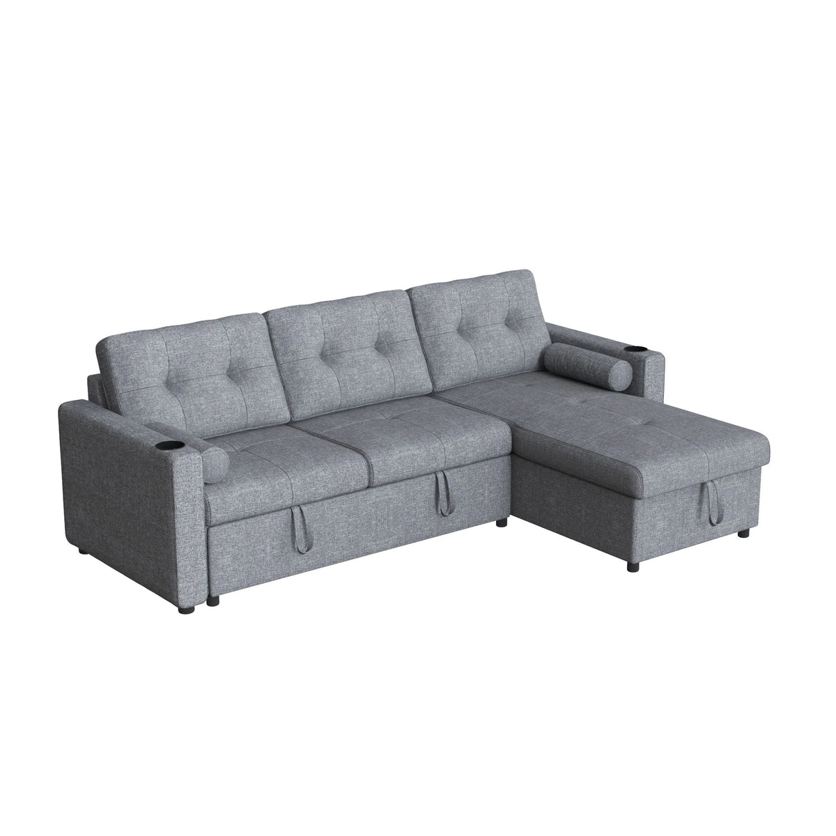 Gray L Shape Sofa Bed with Storage Chaise Q387