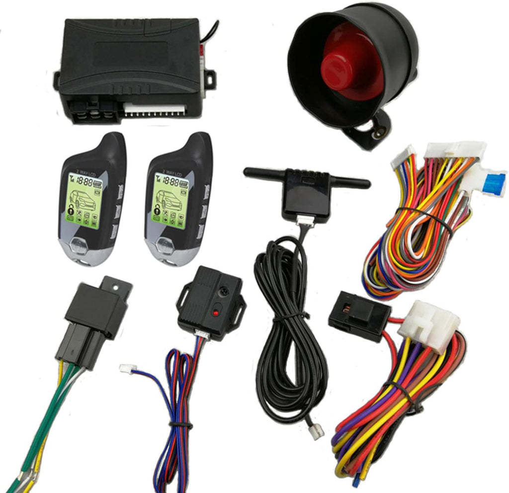 Car Alarm 2 Way LCD Sensor Remote Engine Start System Kit Pack of 2 K4404