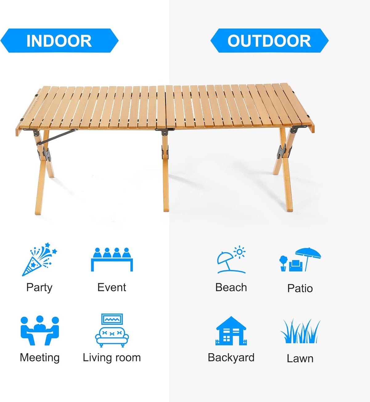 4ft Foldable Wooden Picnic Table with Carry Bag Z6969