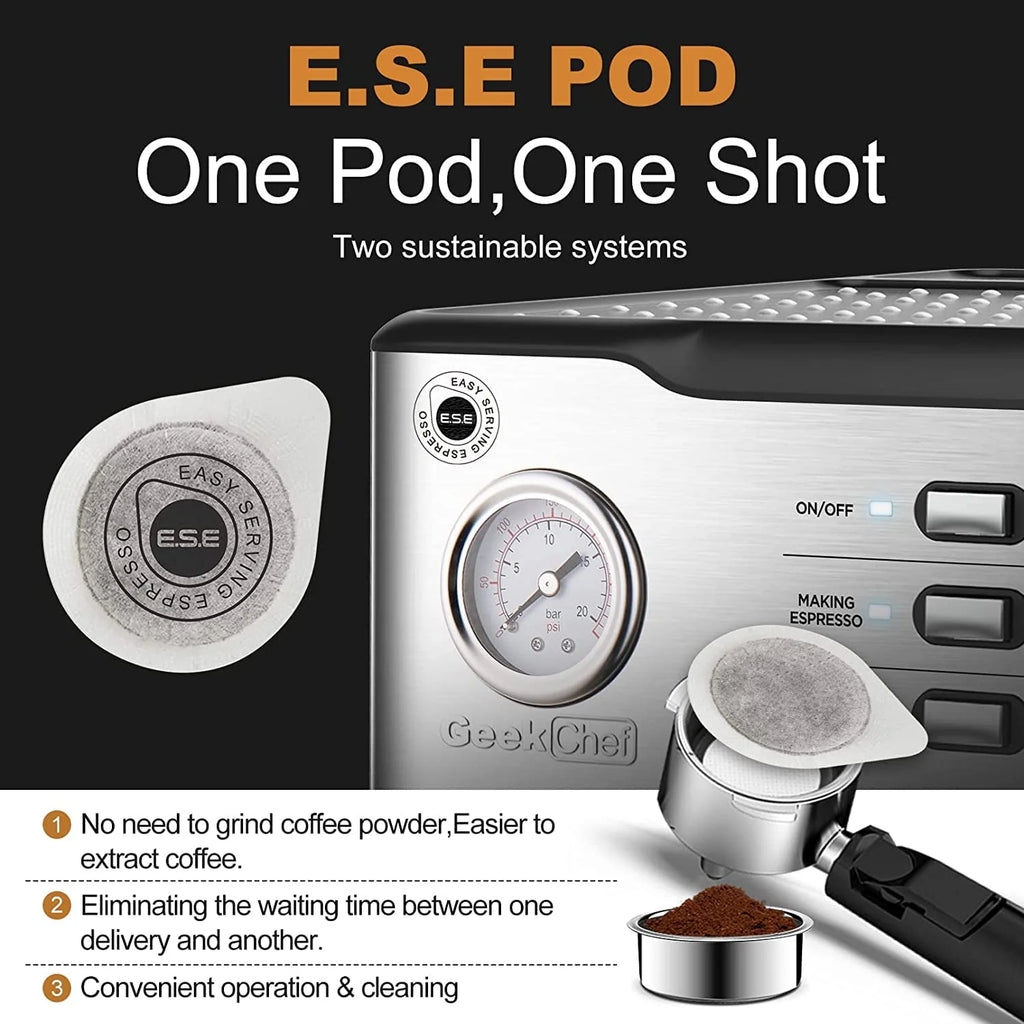 20 Bar Espresso Machine with Milk Frother Steam Wand B6356