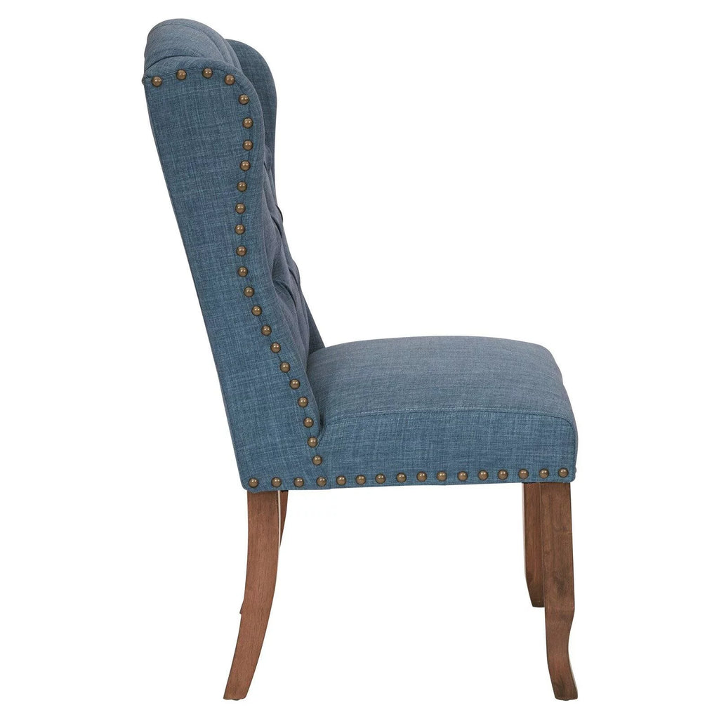 Tufted Wing Chair in Linen Fabric D427