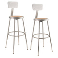 Height Adjustable Heavy Duty Steel Stool with Backrest, Grey, Pack of 2 W292682