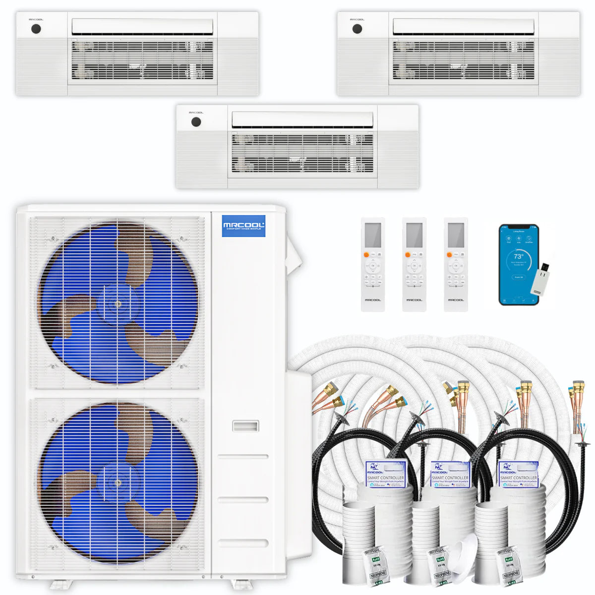 54,000 BTU 3 Zone Ceiling Cassette Ductless Air Conditioner and Heat Pump S28358