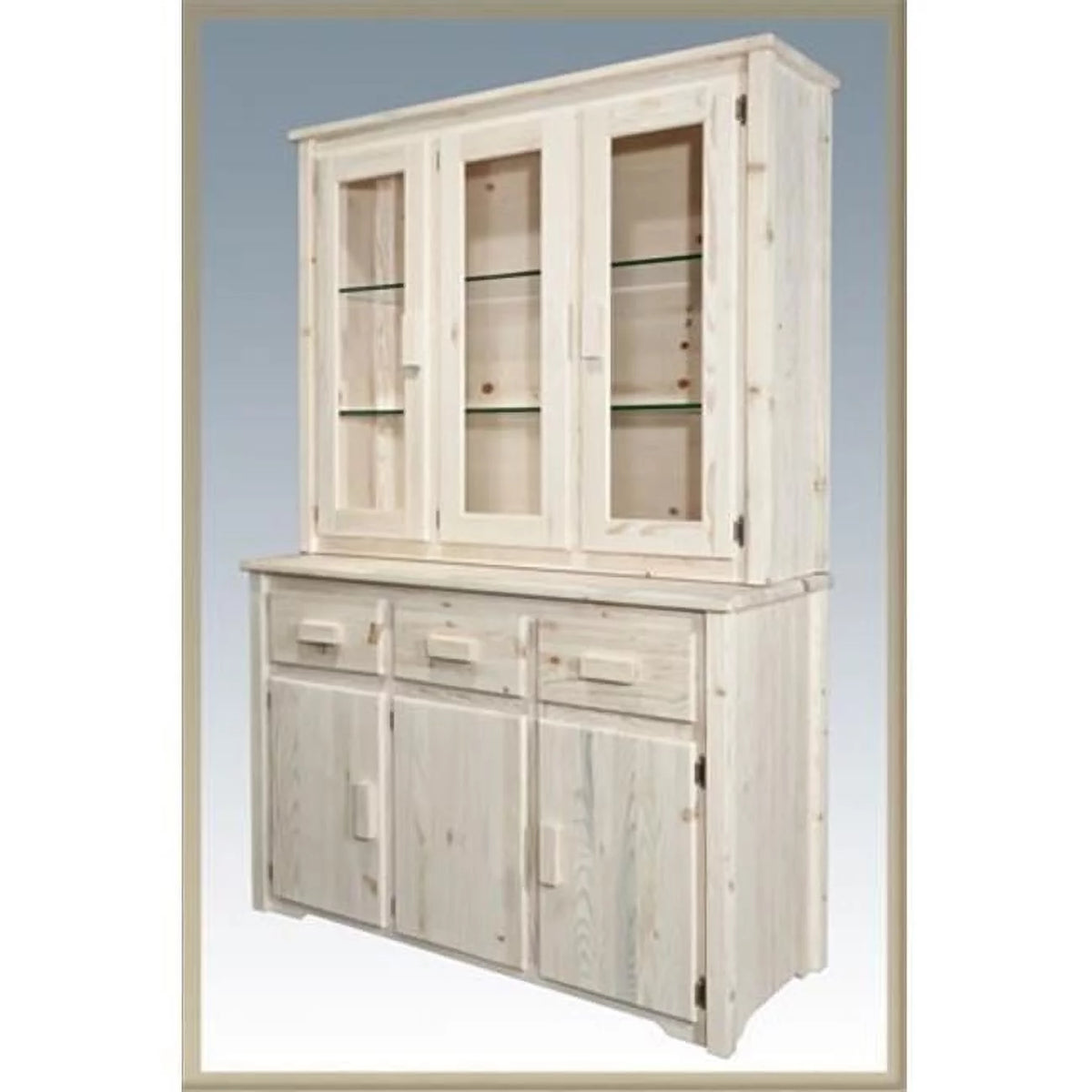 Natural Lacquered Wood China Hutch I622