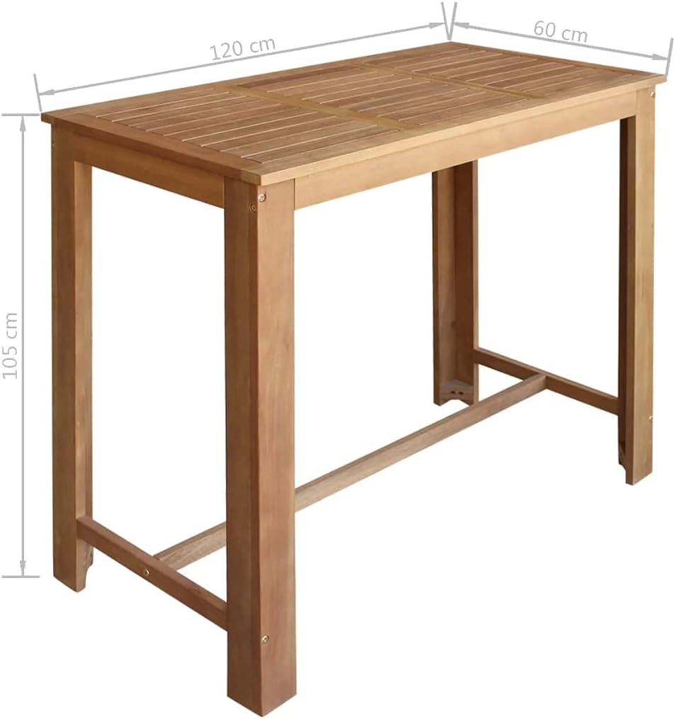 Solid Acacia Wood Bar Table 47.2"x23.6" Brown X753313