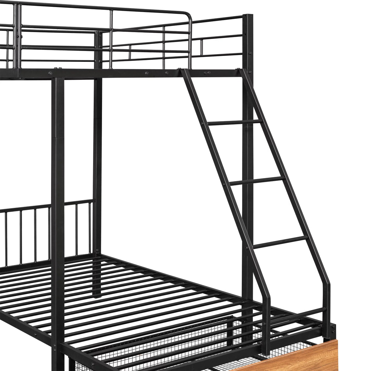 Black Metal Triple Bunk Bed with Drawers P803