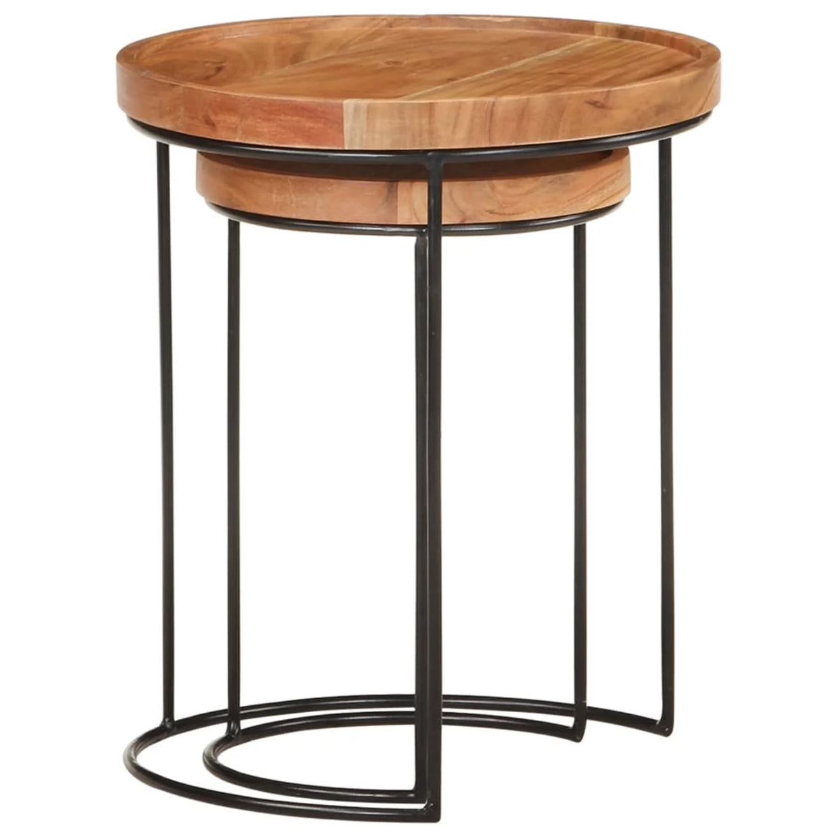 2 Piece Acacia Wood Round Top Coffee Table Set F23340