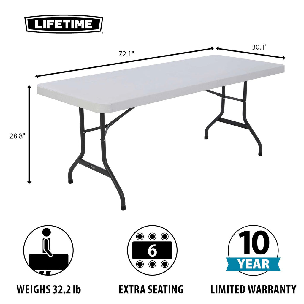 6 Foot Rectangle Folding Table White Granite N394646