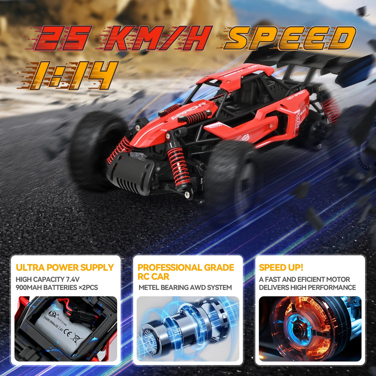 Remote Control Car 1:14 Alloy High Speed RC Racing Car V544