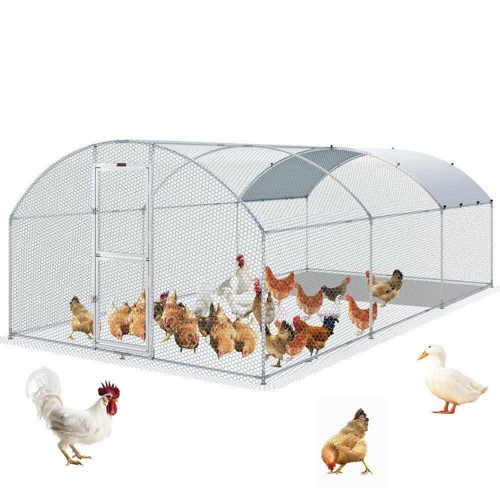 Large Metal Chicken Coop with Run and Waterproof Cover D6471