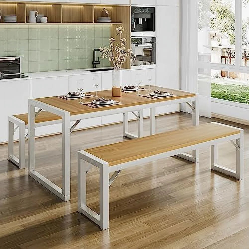 3-Piece Dining Table Set with 2 Benches K873